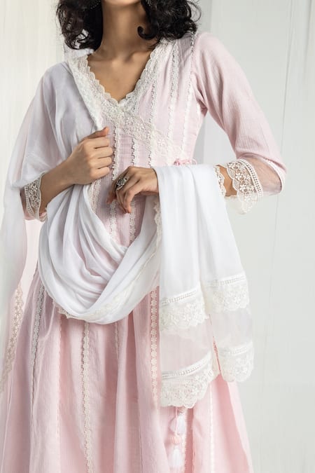 Buy Roze Pink Cotton, Chiffon Lace, Embroidery Scoop Neck Aria Embellished Angrakha Set Online at Aza Fashions Buy_Roze_Pink Cotton, Chiffon Lace, Embroidery Scoop Neck Aria Embellished Angrakha Set _Online_at_Aza_Fashions