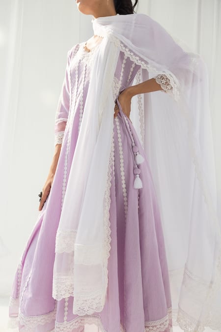 Roze Purple Cotton, Chiffon Lace, Embroidery Scoop Neck Aria Embellished Angrakha Set Online at Aza Fashions Roze_Purple Cotton, Chiffon Lace, Embroidery Scoop Neck Aria Embellished Angrakha Set _Online_at_Aza_Fashions