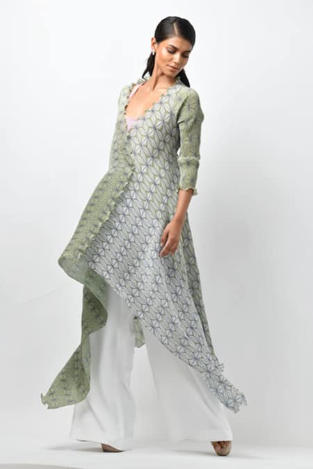 Kiran Uttam Ghosh Pleated Asymmetric Jacket