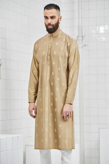 Buy Rajesh Pratap Singh Cream Katan Embroidered Kurta Set Online at Aza Fashions Buy_Rajesh Pratap Singh_Cream Katan Embroidered Kurta Set _Online_at_Aza_Fashions