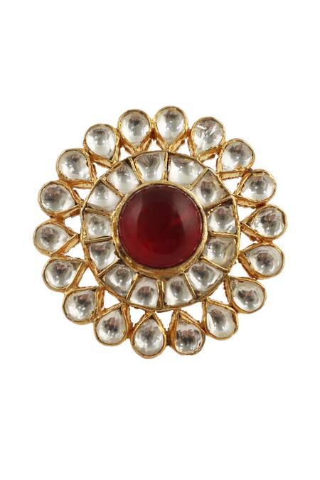 Riana Jewellery_Gold Plated Glitter, Stones, Pearls Studded Ring _Online_at_Aza_Fashions