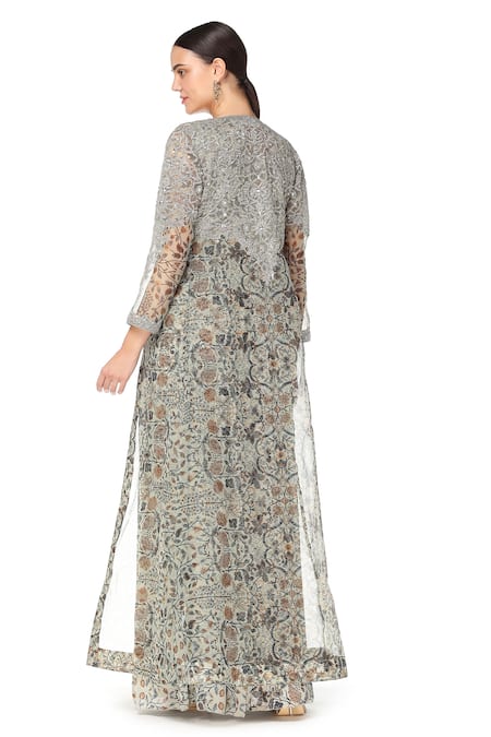 Rabani & Rakha Printed Gown with Jacket 