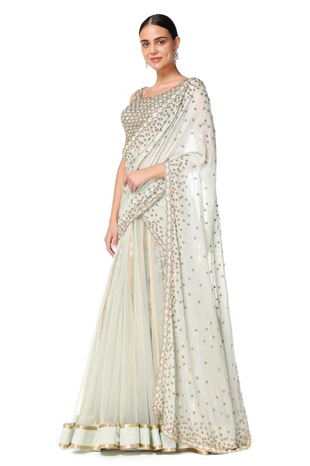 Rabani & Rakha Embroidered Lehenga Saree Set 