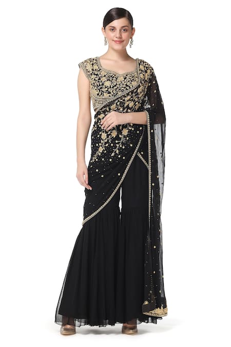 Rabani & Rakha Embroidered Saree & Gharara Set 