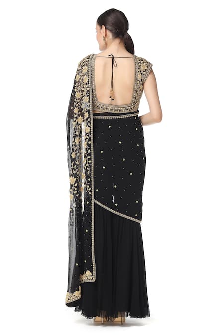 Rabani & Rakha Embroidered Saree & Gharara Set 