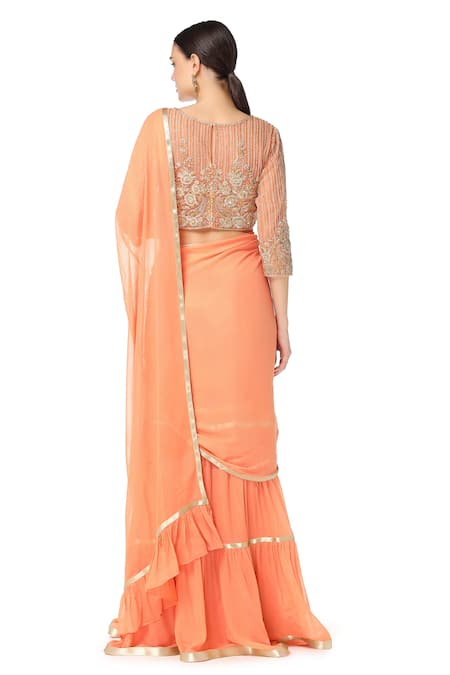 Rabani & Rakha Tiered Lehenga Saree with Blouse 
