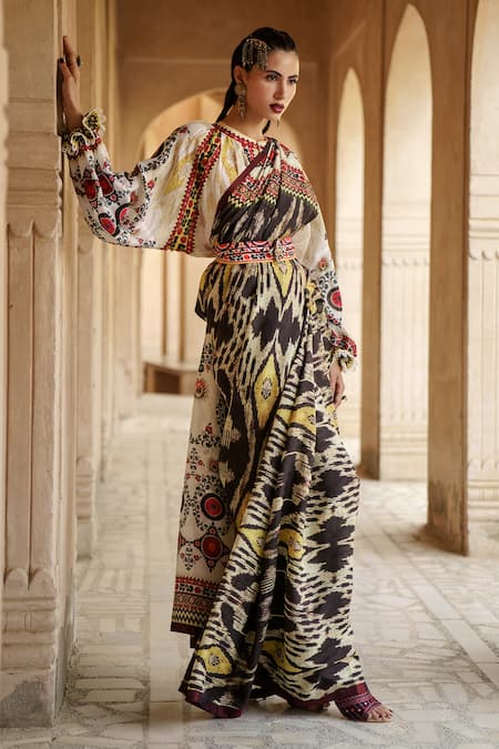 Rajdeep Ranawat Saffia Silk Saree with Blouse 