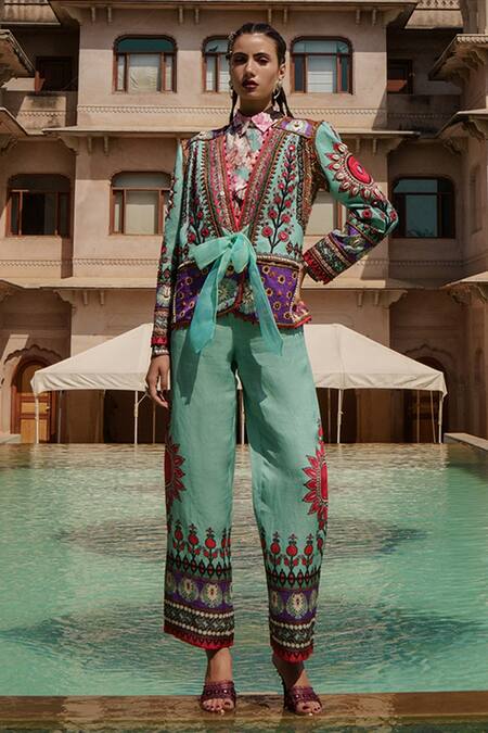 Shop_Rajdeep Ranawat_Purple Silk Spread Collar Gulisha Printed Shirt_at_Aza_Fashions