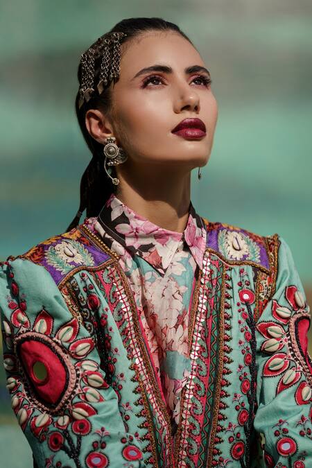 Shop_Rajdeep Ranawat_Purple Silk Spread Collar Gulisha Printed Shirt_Online_at_Aza_Fashions