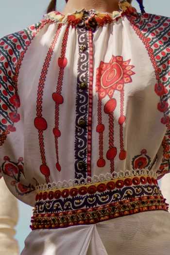 Shop_Rajdeep Ranawat_White Silk Round Larisa Printed Top_Online_at_Aza_Fashions