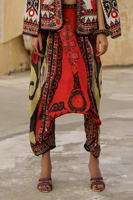 Rajdeep Ranawat_Black Silk Maimouna Draped Pant_Online_at_Aza_Fashions