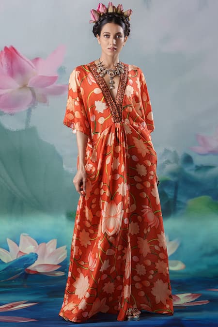 Rajdeep Ranawat Kusum Lotus Print Kaftan 