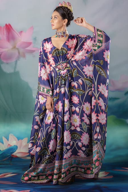 Rajdeep Ranawat Imama Lotus Print Kaftan 