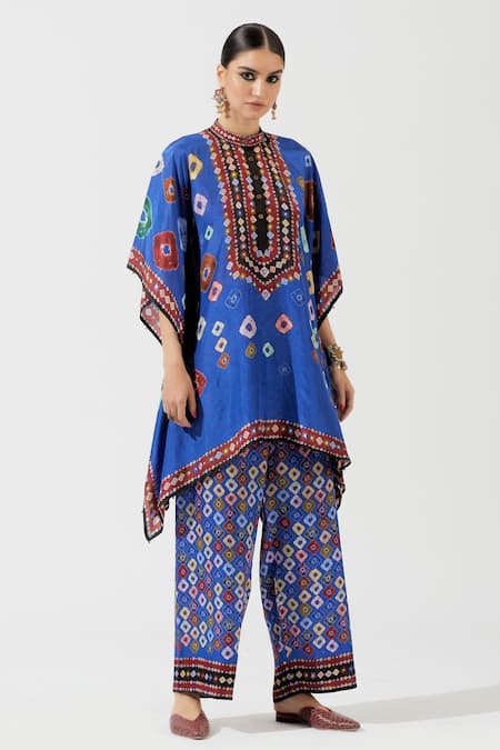 Rajdeep Ranawat Silk Printed Poncho Tunic 