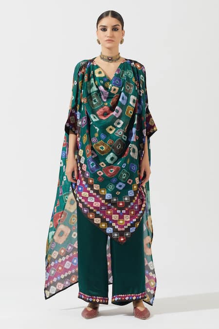 Rajdeep Ranawat Silk Printed Asymmetric Tunic 