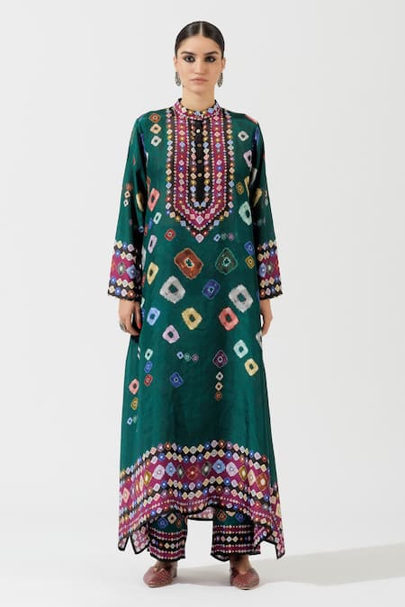 Rajdeep Ranawat Silk Printed Asymmetric Tunic 