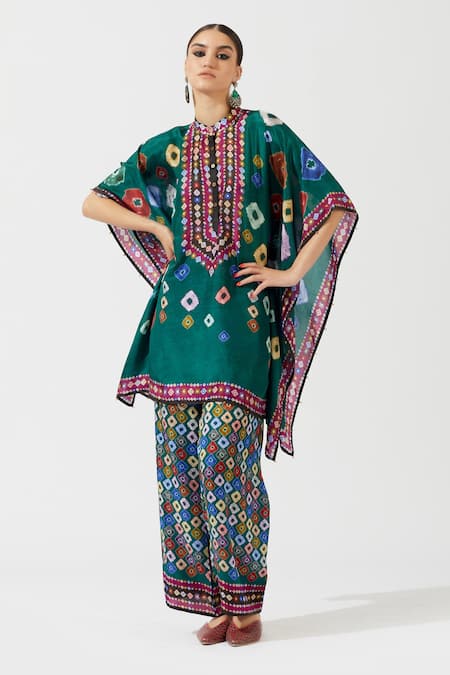 Rajdeep Ranawat Silk Printed Poncho Tunic 