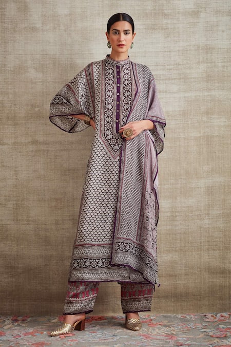 Rajdeep Ranawat Silk Printed Tunic & Pant Set 