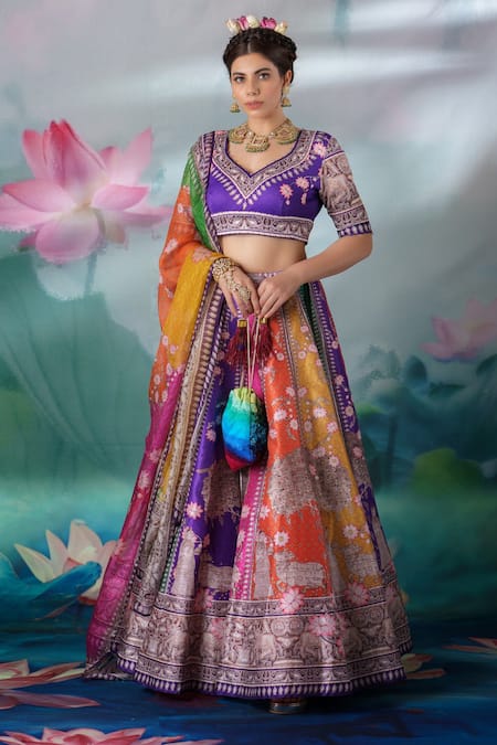 Buy Alluring Multicolor Digital Printed Cotton Navratri Lehenga Choli -  Zeel Clothing