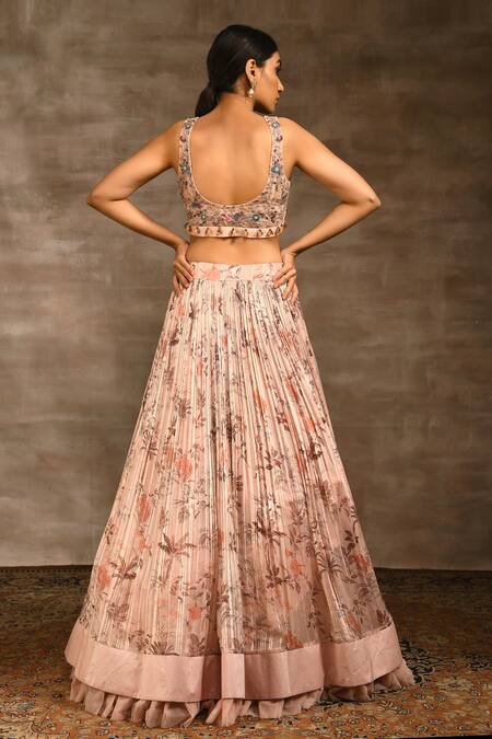 Shop_Radhika & Raghav_Pink Tulle, Chiffon And Silk Chanderi Cutdana, Sequin & Floral Print, Lehenga Set_at_Aza_Fashions