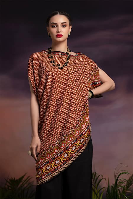 Rajdeep Ranawat Lajjo Silk Printed Asymmetric Tunic 