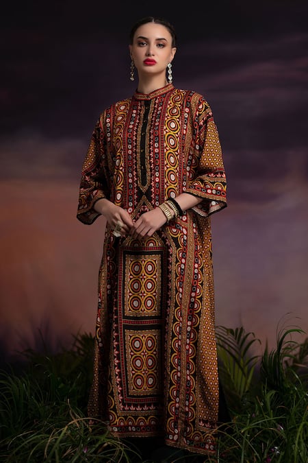 Rajdeep Ranawat Multi Color Silk Ghazala Printed Tunic  