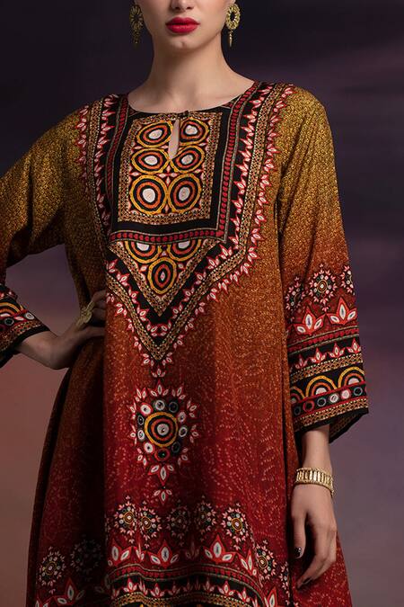 Rajdeep Ranawat Red Silk Navya Printed Asymmetric Tunic at Aza Fashions Rajdeep Ranawat_Red Silk Navya Printed Asymmetric Tunic_at_Aza_Fashions