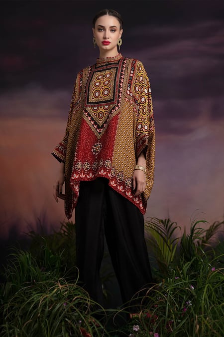 Rajdeep Ranawat Chanel Silk Asymmetric Cape Tunic & Pant Set 