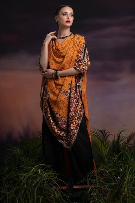 Rajdeep Ranawat Montijo Silk Asymmetric Kaftan Tunic & Pant Set 