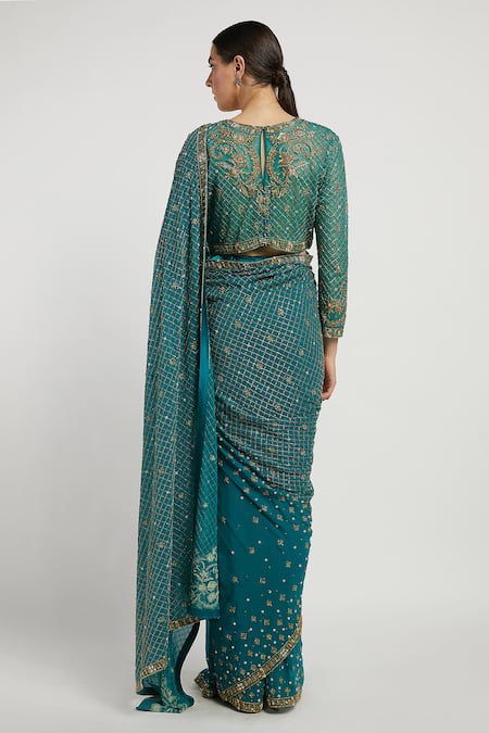 Rabani & Rakha Zaynab Checkered Saree with Blouse 