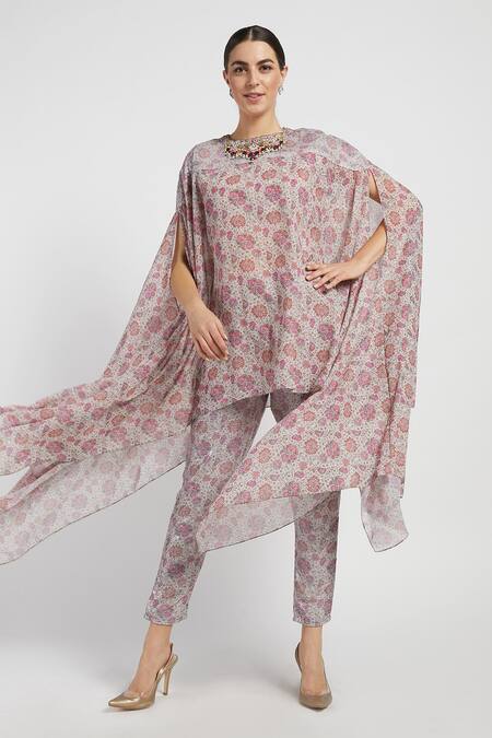 Rabani & Rakha Lana Kaftan Cape & Pant Set 