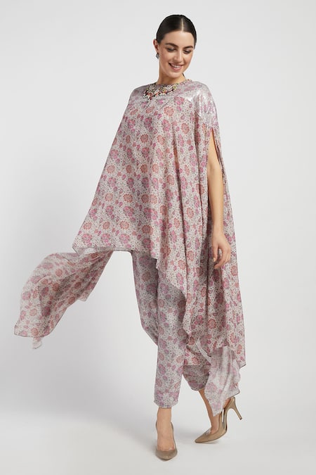 Rabani & Rakha Lana Kaftan Cape & Pant Set 