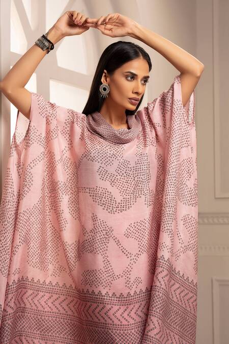 Buy_Rajdeep Ranawat_Pink Silk Cowl Asymmetric Draped Tunic And Pant Set_Online_at_Aza_Fashions