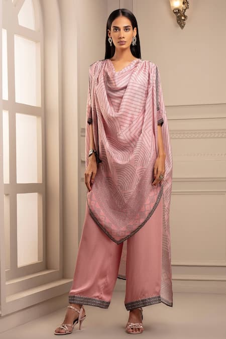 Rajdeep Ranawat Silk Asymmetric Draped Tunic & Pant Set 