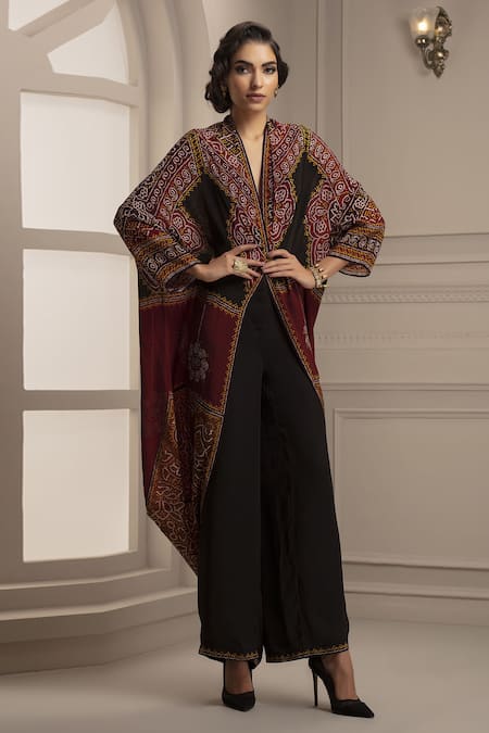 Rajdeep Ranawat Silk Kaftan Cape & Pant Set 