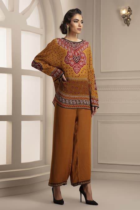 Rajdeep Ranawat Silk Printed Tunic & Pant Set 