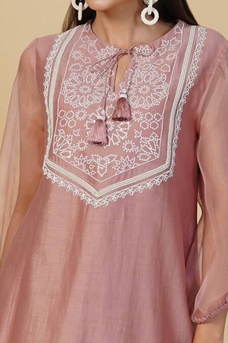 Radhika & Raghav Pink Silk Chanderi And Organza Sequin Round Kurta Salwar Set at Aza Fashions Radhika & Raghav_Pink Silk Chanderi And Organza Sequin Round Kurta Salwar Set_at_Aza_Fashions