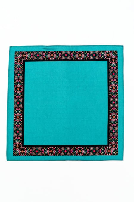 Rabani & Rakha_Black Embroidery Face Mask And Pocket Square Gift Box _Online_at_Aza_Fashions