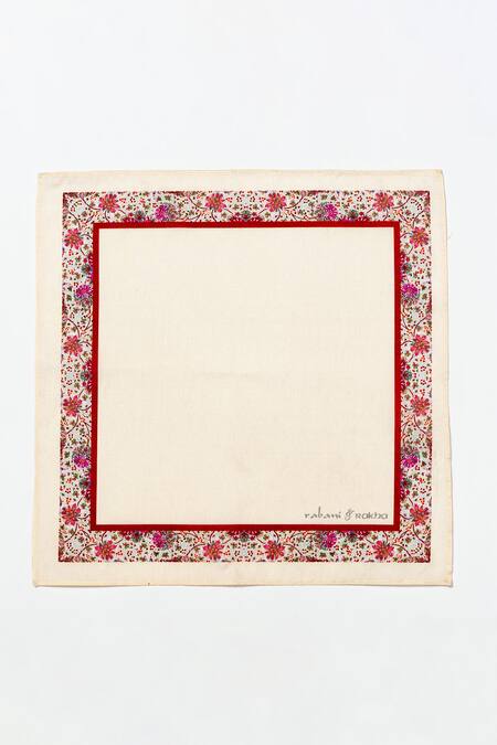 Rabani & Rakha Peach Embroidery Floral Printed Face Mask And Pocket Square Set Online at Aza Fashions Rabani & Rakha_Peach Embroidery Floral Printed Face Mask And Pocket Square Set _Online_at_Aza_Fashions