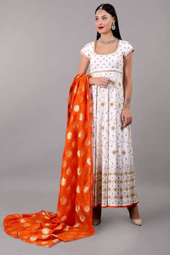 Handloom Silk Embroidered Anarkali 