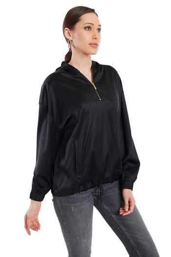 Rocky Star_Black Satin Bomber Jacket_Online_at_Aza_Fashions