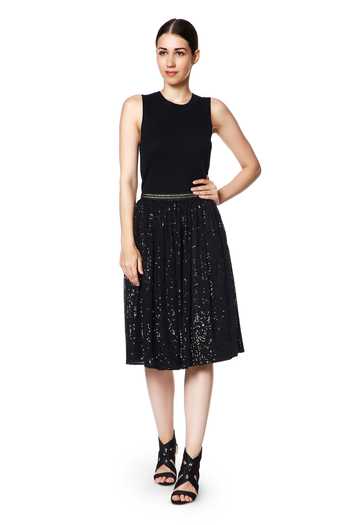 Rocky Star_Black Sequin Flared Skirt_Online_at_Aza_Fashions