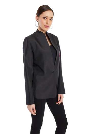 Buy_Rocky Star_Black Polyester High-neck Blazer_Online_at_Aza_Fashions