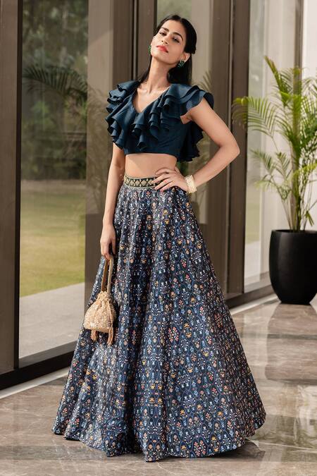 Rashika Sharma_Green Blouse Croma Silk And Lehenga Dupion Silk Lining Embroidered Set _Online_at_Aza_Fashions