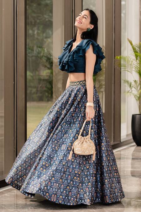 Buy_Rashika Sharma_Green Blouse Croma Silk And Lehenga Dupion Silk Lining Embroidered Set _Online_at_Aza_Fashions