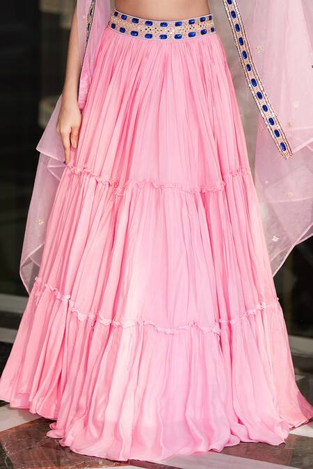 Rashika Sharma_Pink Blouse Croma , Lehenga Chiffon And Dupatta Embellished Set _at_Aza_Fashions