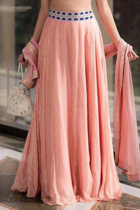 Rashika Sharma_Pink Blouse , Lehenga Chiffon And And Embellished Set _at_Aza_Fashions