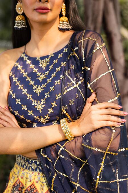 Rashika Sharma Blue Blouse Cotton , Lehenga Dupion And Dupatta Net Printed Set at Aza Fashions Rashika Sharma_Blue Blouse Cotton , Lehenga Dupion And Dupatta Net Printed Set _at_Aza_Fashions