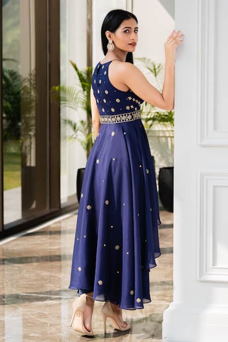 Shop Rashika Sharma Blue Kurta Chinnon Chiffon And Dhoti Pants Satinlining Embellished & Set at Aza Fashions Shop_Rashika Sharma_Blue Kurta Chinnon Chiffon And Dhoti Pants Satinlining Embellished & Set _at_Aza_Fashions