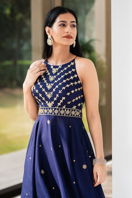 Rashika Sharma Blue Kurta Chinnon Chiffon And Dhoti Pants Satinlining Embellished & Set at Aza Fashions Rashika Sharma_Blue Kurta Chinnon Chiffon And Dhoti Pants Satinlining Embellished & Set _at_Aza_Fashions